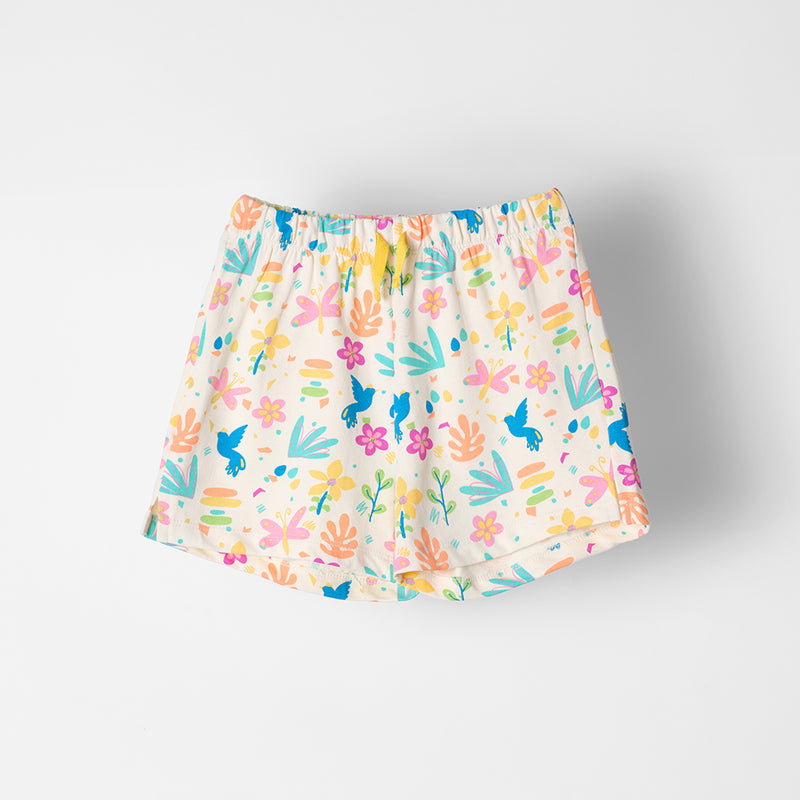 White Printed Shorts