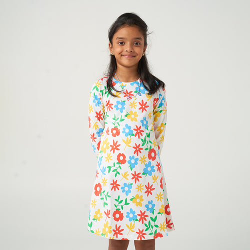 White Floral Printed Dress