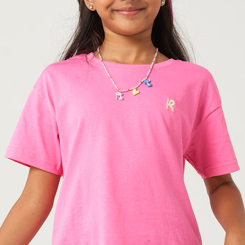 Pink Logo Embroidered Tshirt