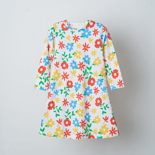 White Floral Printed Dress - alt view